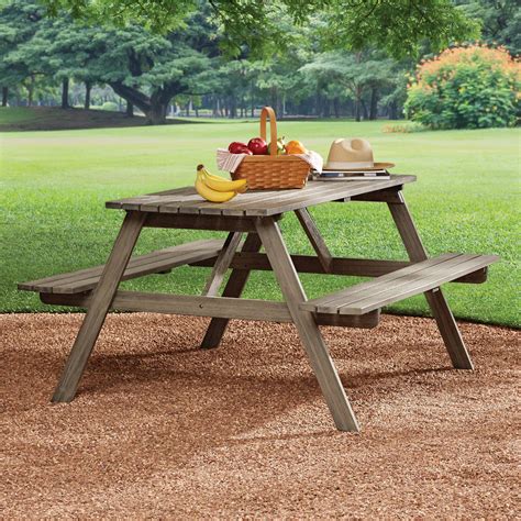 Clean up easily and stay secured with elastic edges. . Walmart picnic tables